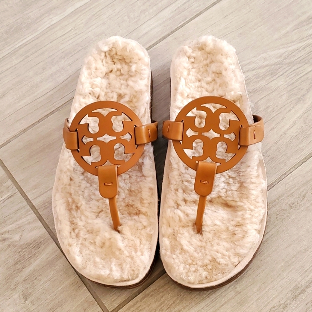 NWT Tory Burch Miller Cloud Shearling Sandals - Picture 3 of 10